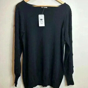 NWT Laura Plus Black Beaded Sweater PTP 23”-24